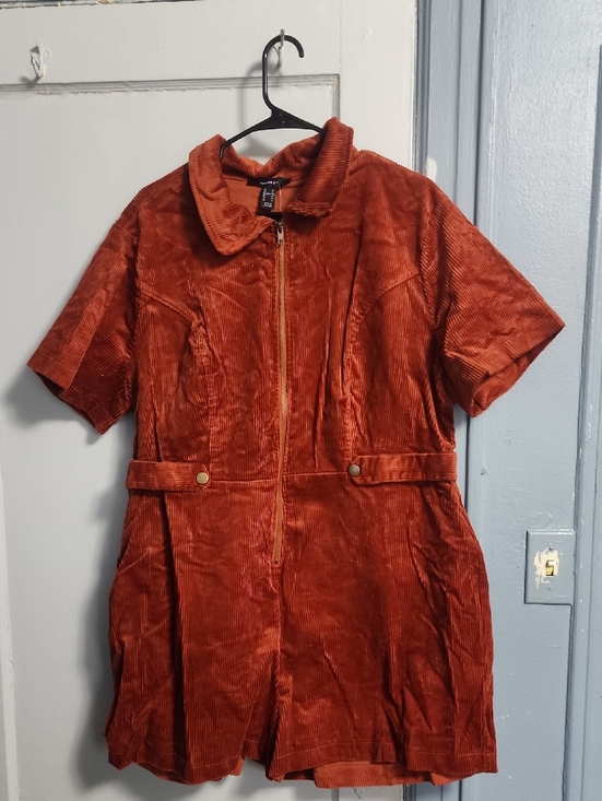 Forever 21 Jackets & Blazers - Forever 21 Rust Corduroy Short-Sleeve Zip Romper